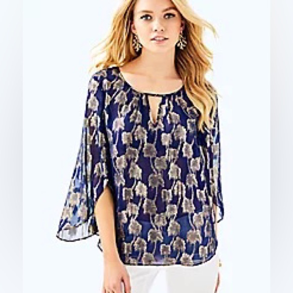 Lilly Pulitzer Beccer Silk Clip Top - Medium - Picture 1 of 8